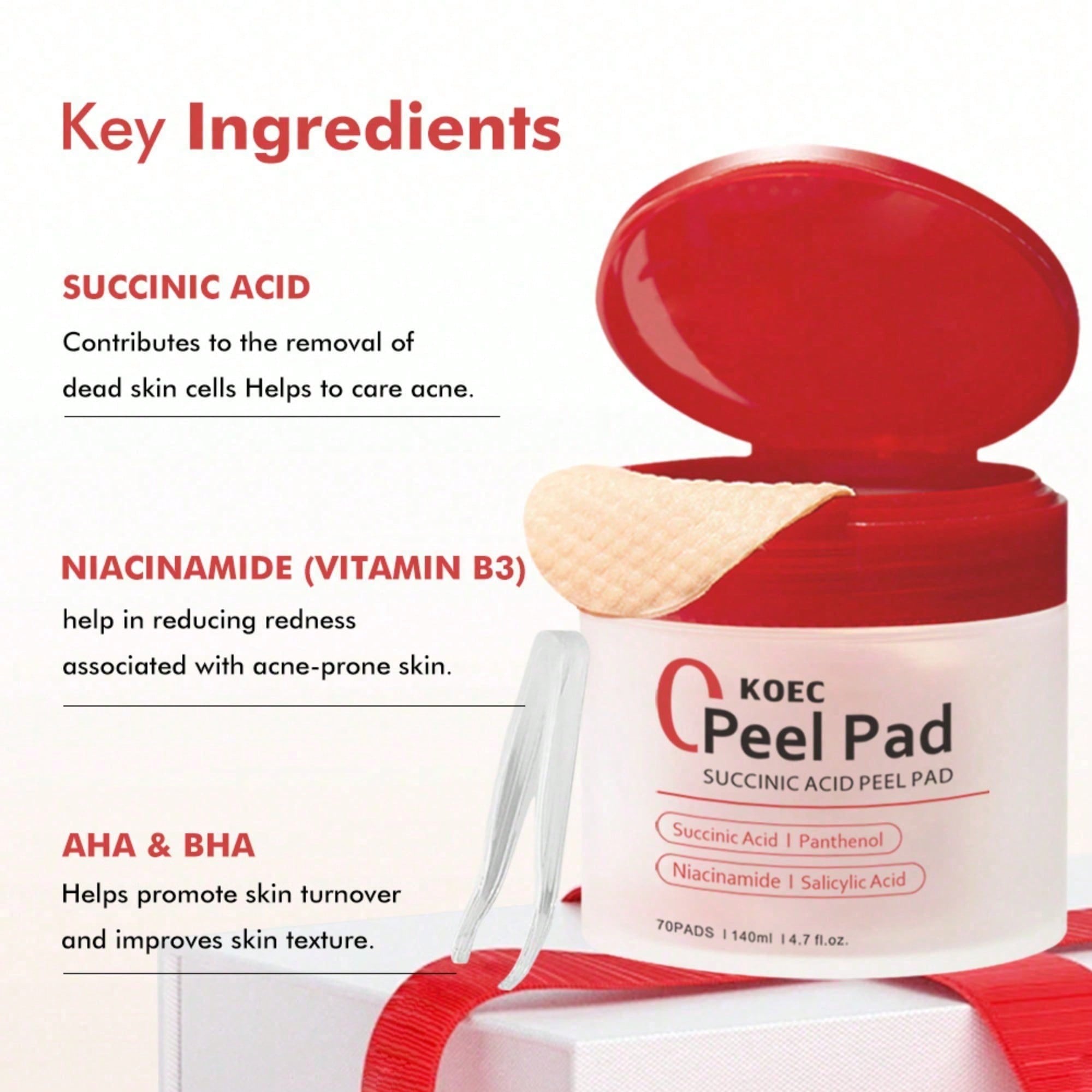 Toner Pads Red Succinic Acid P - Skincare Non Comedogenic review and price